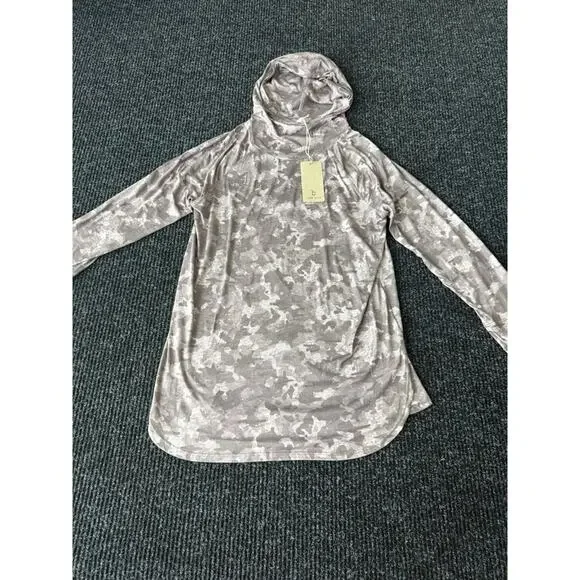 NWT b New York Camo Print Hooded Tunic Top M Long Sleeve Lightweight - Picture 1 of 5